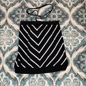 Black and white striped strapless top